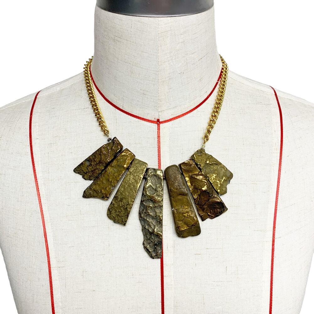 Yochi NY Gold Tone Bib Statement Necklace